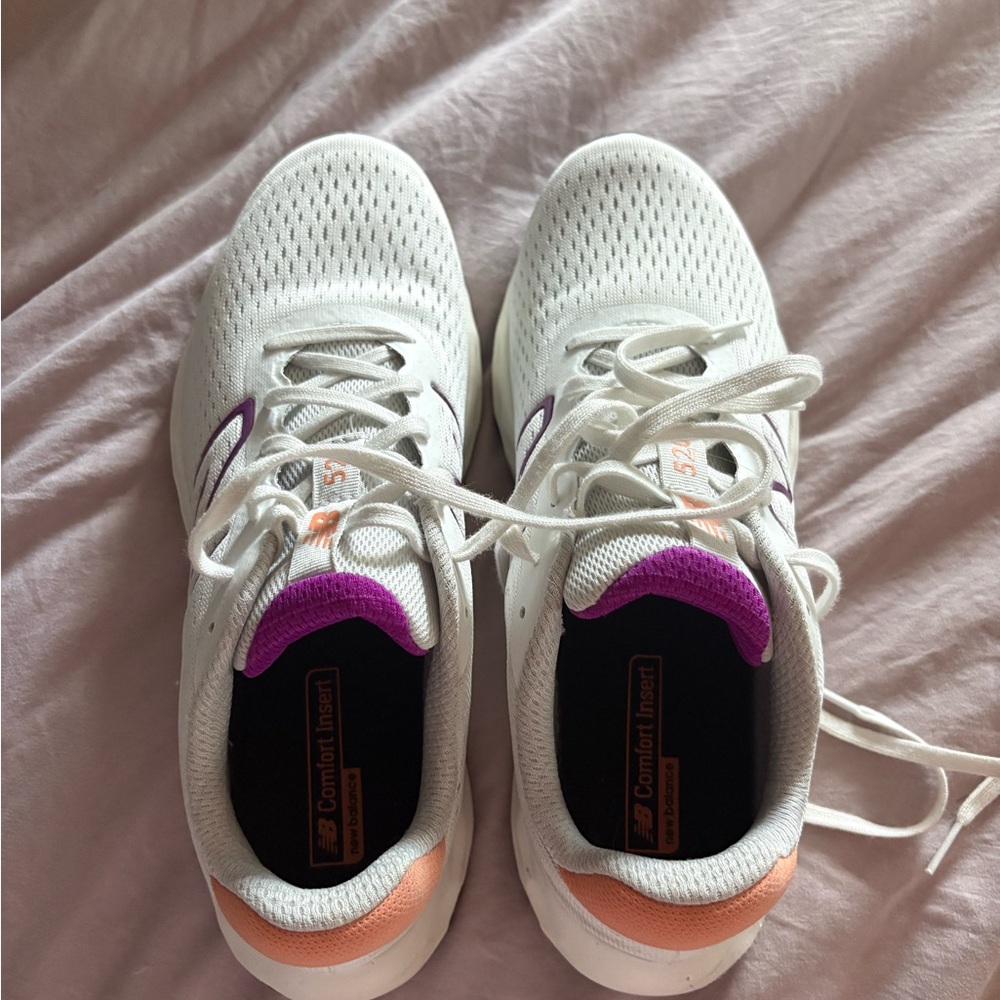 New Balance Women's Sneakers - White with Purple and Peach Accents